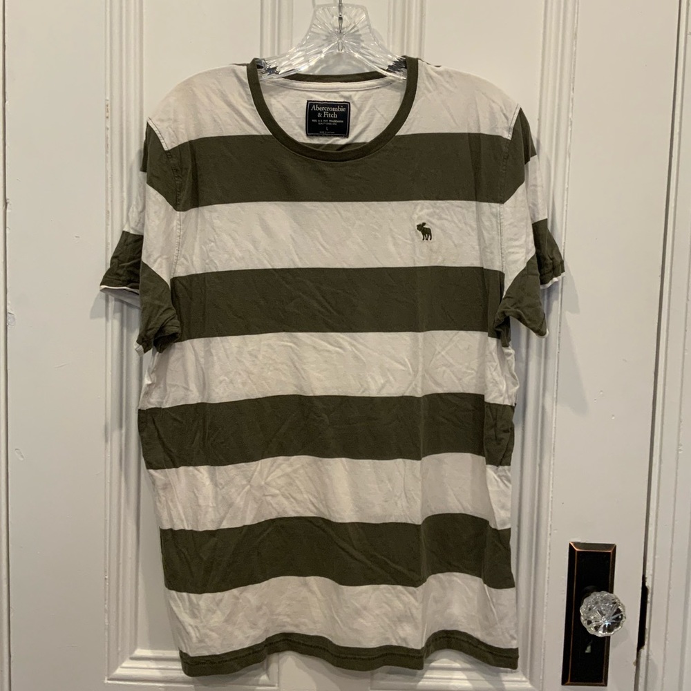 Abercrombie & Fitch Grey and White Shirt Size L